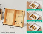 Bamboo Kitchen Drawer Organizer Boxes – 9" x 6" Stackable Wood Silverware - Image 2