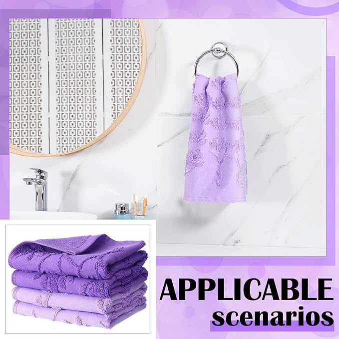 2 Pcs Lavender Hand Towels for Bathroom Purple Lavender Bathroom Hand Towel - Image 2