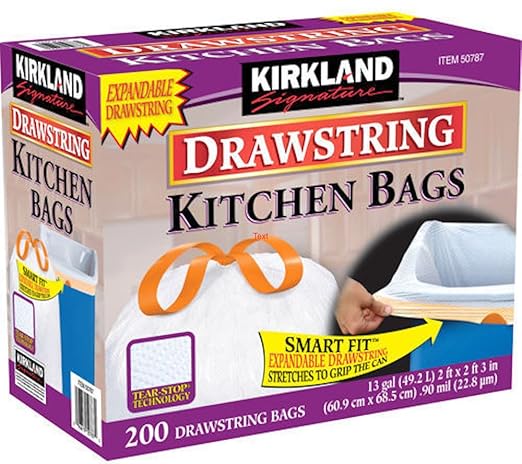 Kirkland Signature 13 Gallon 200 Ct Carton 100% recyclable Heavy Duty by KIRKLAND