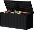 Devoko 260 Gallon Double-Wall Deck Box with Divider, Side Handles, Resin Outdoor Large Storage Box Waterproof and Lockable for Patio Furniture, Garden, Pool (Black, 260 Gallon) by DEVOKO