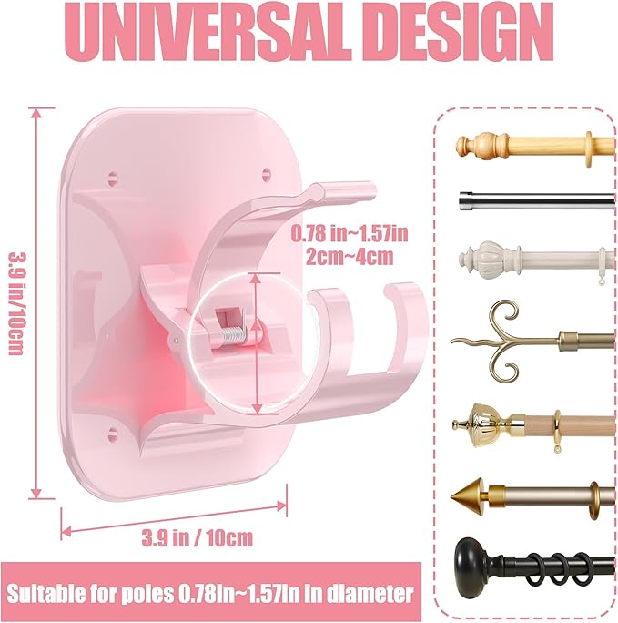 Adhesive Curtain Rods No Drilling Holder, No Drill Curtain Rod Brackets - Image 4
