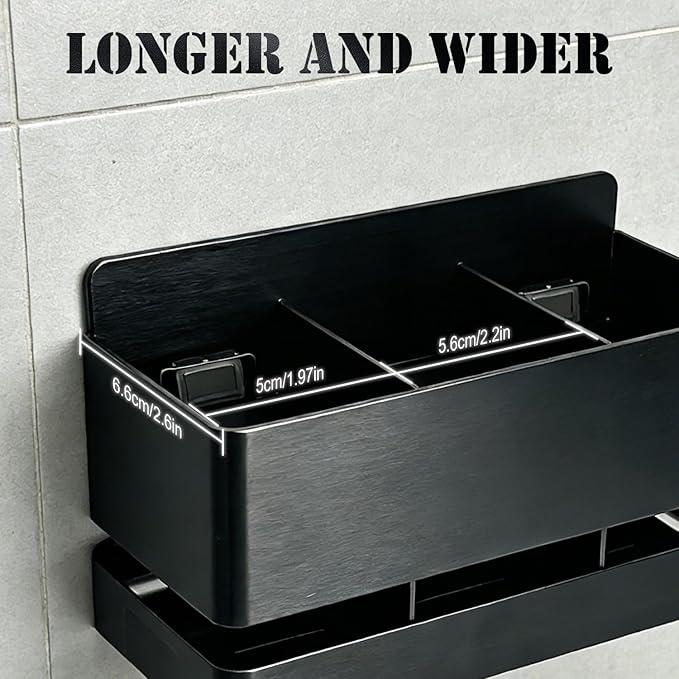 Black Aluminum Wall Mounted Electric Toothbrush Holder, No Drilling Required - Image 4