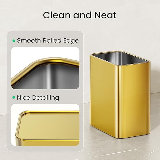 Cesun Small Bathroom Trash Can 2.1 Gallon Wastebasket, Modern Metal Garbage Can - Image 5