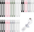 32Pcs Silicone Cable Ties, Data Cable Organizer Silicone Cable Straps Cord Ties by Unknown