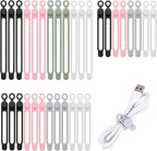 32Pcs Silicone Cable Ties, Data Cable Organizer Silicone Cable Straps Cord Ties by Unknown