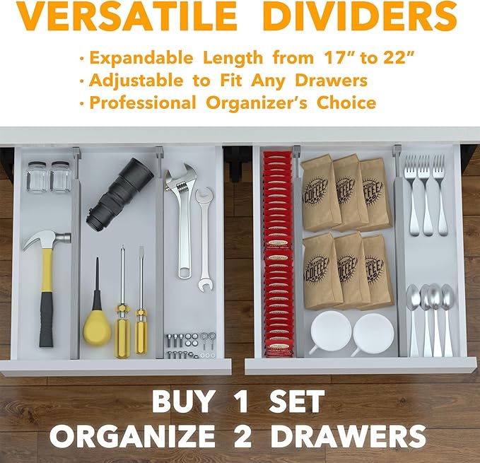 SpaceAid 4 Pack Bamboo Drawer Dividers - Image 5