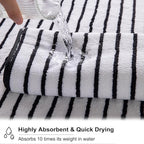 4 Pcs Black White Cabana Stripe Large Bath Towels 35"x70" Oversized Bath Sheet - Image 4