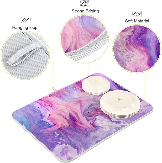 Super Absorbent Dish Drying Mat, Microfiber Fast-Drying Dish Mat, Kitchen Dish - Image 4