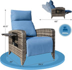 Upgraded Outdoor Recliner Chair, Reclining Patio Chairs with Adjustable Back up to 150°Lay Flat and Extended Footrest, Wicker Recliner Chairs with Flip Table and Removable Olefin Cushion - Image 2