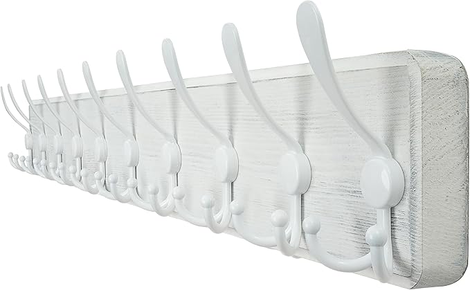 WEBI Coat Rack Wall Mount White, 38 9/16" Long Coat Hooks Wall Mounted by WEBI