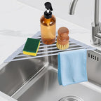 Triangular Sink Rack, Foldable Sink Drying mat, Heat-Resistant, and Rust-Proof by HANZENMA