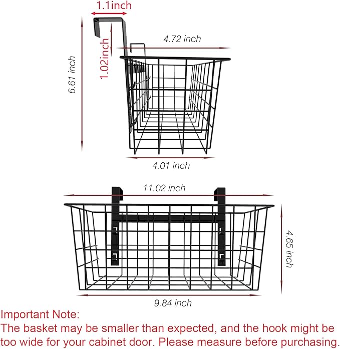 MaraFansie Basket with Hook, Grid Storage Basket, Over the Cabinet Door - Image 5