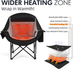 Heated Oversized Camping Chair - Heavy Duty Padded Folding Camping Chairs for Adults with Cooling Bag, Side Pocket, Cup Holder and Carry Bag for Outdoor Sports Lawn Fishing Garden Portable - Image 3