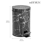 mDesign Extra Small Modern 3-Liter/.7 Gallon Round Metal Lidded Step Trash Can - Image 3