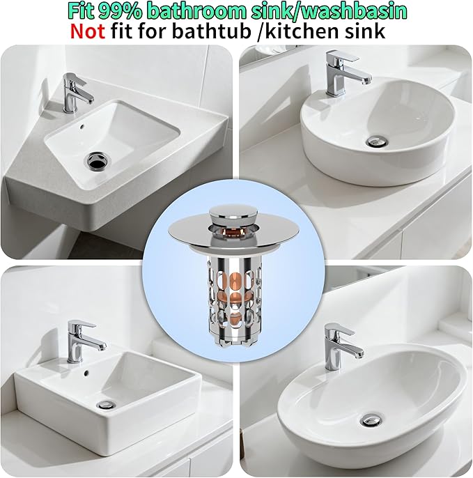 Sink Stopper Drain Hair Catcher, Bathroom Sink Drain Strainer - Image 5