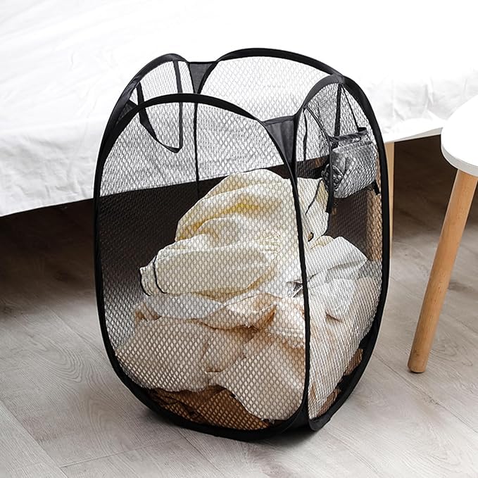 2pcs Pop Up Mesh Laundry Hamper Room Collapsible Storage Bin Lightweight Basket - Image 5