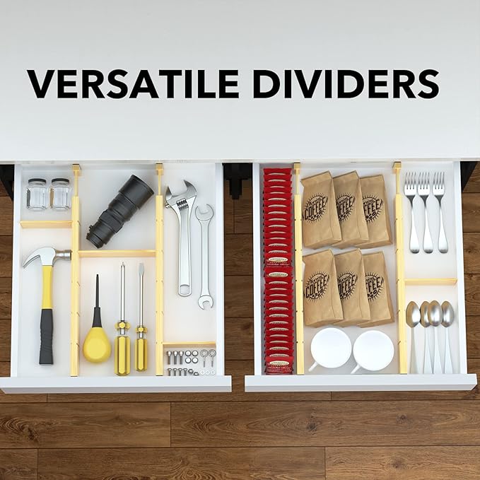 SpaceAid Bamboo Drawer Dividers Inserts, 3 Sizes, 9 Pack - Image 6