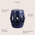 JONATHAN Y TBL1022B Lucky Coins 16" Chinese Ceramic Drum Indoor/Outdoor Garden Stool Bohemian, Coastal, Classic, Cottage, French Country, Traditional, Side Table, Plant Stand, Spill-Proof, Navy - Image 5