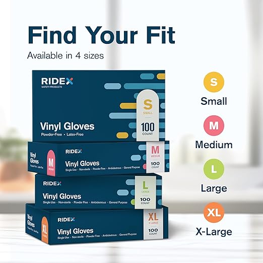 Ridex Disposable Gloves Latex-Free Clear Vinyl Gloves Powder-Free All-Purpose - Image 6