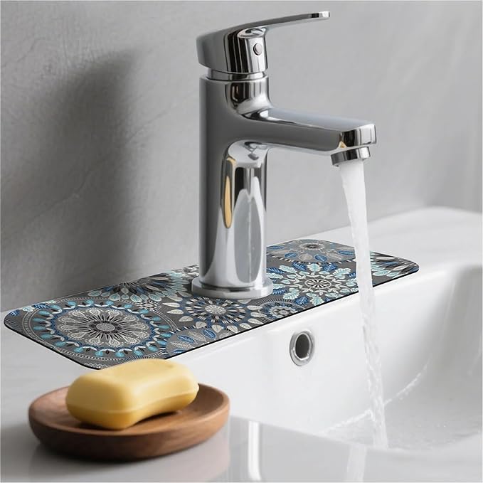 Kitchen Sink Splash Guard，Bohemian flowers Faucet Mat Sink Gadgets-Super - Image 2