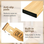 Bamboo Drawer Divider Set of 4, Adjustable Spring-Loaded Drawer Organizer - Image 3