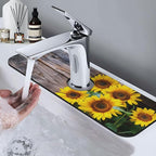 Kitchen Sink Splash Guard Faucet Mat Board Vintage Sunflowers 15"x5.5" - Image 9