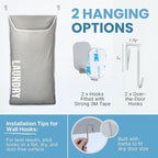 Hanging Laundry Hamper Bag XL 40x22", Space Saving over the Door Storage Bags - Image 6