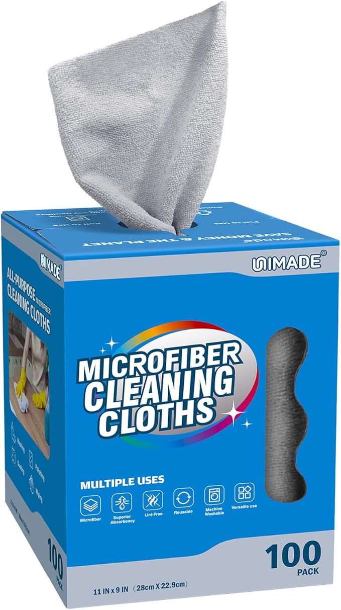 Microfiber Cleaning Cloth, 100 Sheets Microfiber Towels by Unimade