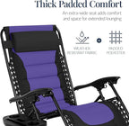 Best Choice Products Oversized Padded Zero Gravity Chair, Folding Outdoor Patio Recliner, XL Anti Gravity Lounger for Backyard w/Headrest, Cup Holder, Side Tray, Polyester Mesh - Black/Purple - Image 5