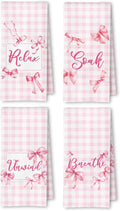Coquette Pink Bow Checkered Decorative Towels by Unknown