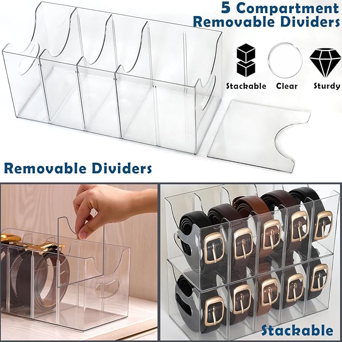 Belt Organizer - Clear Stackable Belt holder - Image 2