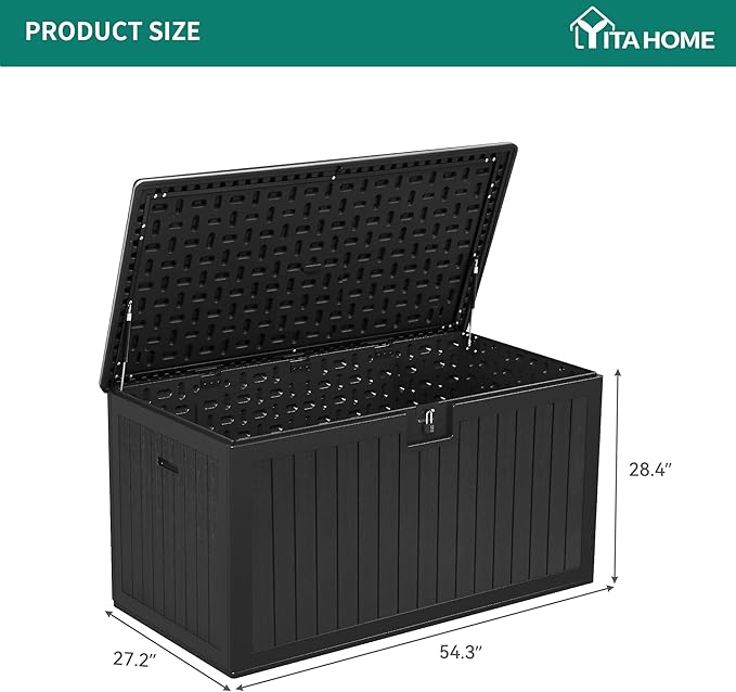 YITAHOME 150 Gallon Large Deck Box with Side Handles, Outdoor Double-Wall Storage for Patio Furniture Cushions, Garden Pool Accessories, Waterproof & Lockable - Image 7