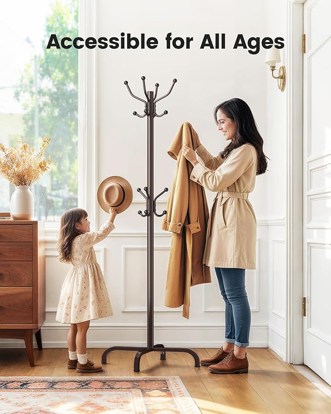 Pipishell Coat Rack with 14 Hooks, Freestanding Coat Rack Stand - Image 4