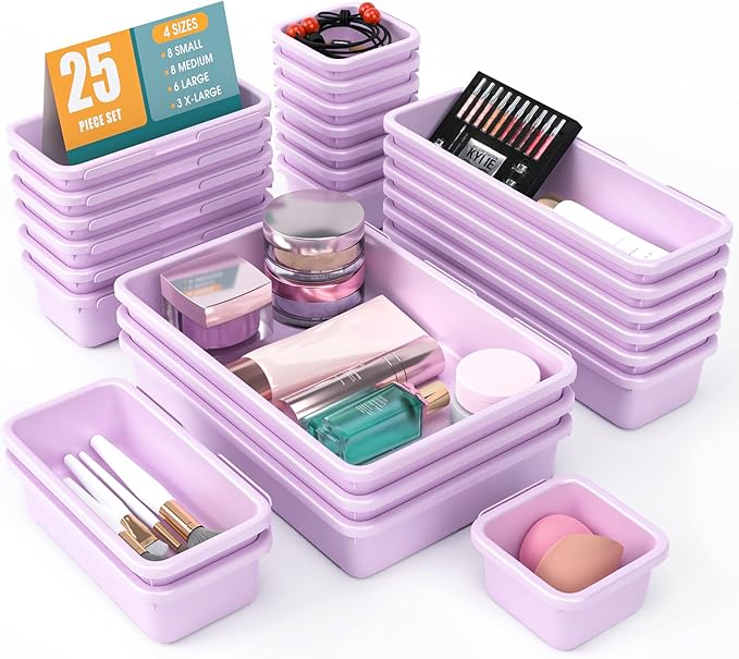 25 PCS Drawer Organizer Set, 4 Size Makeup Drawer Divider Organizer by StoreHappily