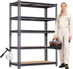 Garage Shelving, 2400 LBS Metal Storage Shelves, 12" x 28'' x 60'' Heavy Duty Shelf, Adjustable Shelving Rack, Standing Shelf Units, Shelves for Garage Storage by Unknown