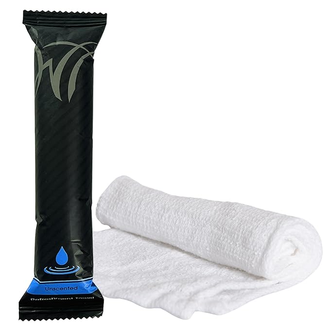 White Towel Services 8" x 8" inch Moist Cotton Towel Individually Wrapped by WhiteTowelServices