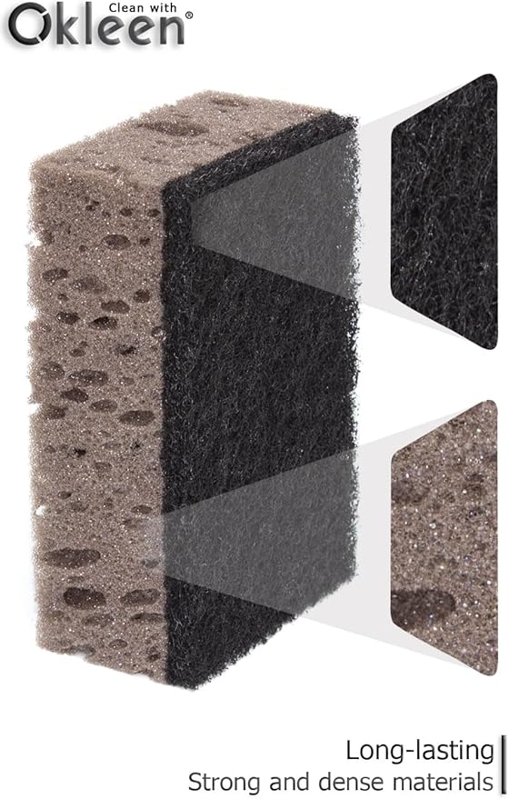 Taupe Multi Use Scrub Sponges. Made in Europe. 9 Pack, 4.3x2.8x1.4 inches. Best - Image 5