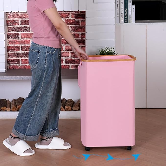 Laundry Basket with Wheels, 110L Clothes Hamper - Image 5