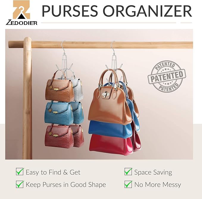 ZEDODIER Purse Organizer for Closet, 2 Pack Purse Hanger - Image 2