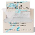 50 CT Face Cloths for Washing Face – Biodegradable Viscose Disposable Face by LivaClean