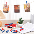 Weysat 120 Pcs 4th of July Colored Clothes Pins 2. 9" Wooden Patriotic - Image 4