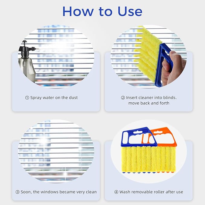 4Pcs Window Venetian Blind Cleaner Duster Tool, Washable 7 Fingers Dusting - Image 5