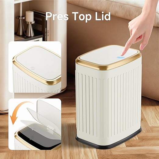TIPGO Bathroom Trash Can with Lid, 2.1 Gallon / 8 Liter Small Garbage Can - Image 4