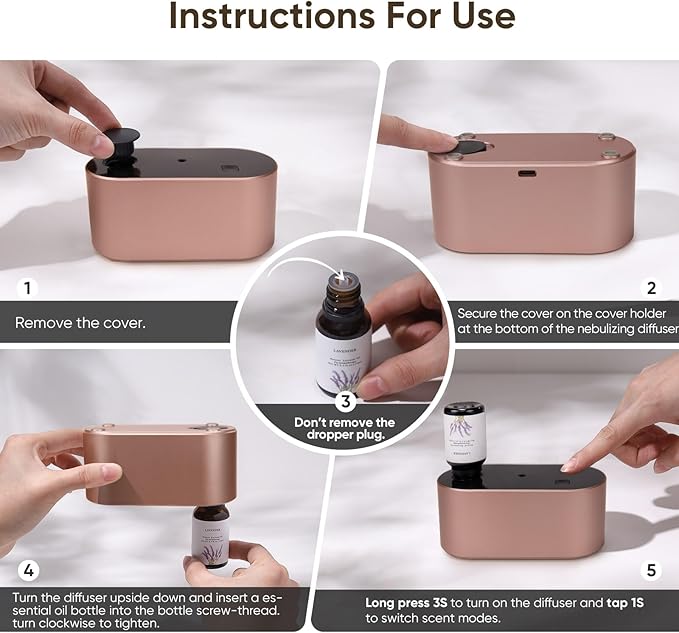 Waterless Diffuser for Essential Oil, Battery Operated Scent Air Aromatherapy - Image 7