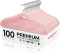 HOUSE DAY Premium Velvet Hangers 100 Pack Light Pink, Non-Slip Flocked Felt by HOUSEDAY