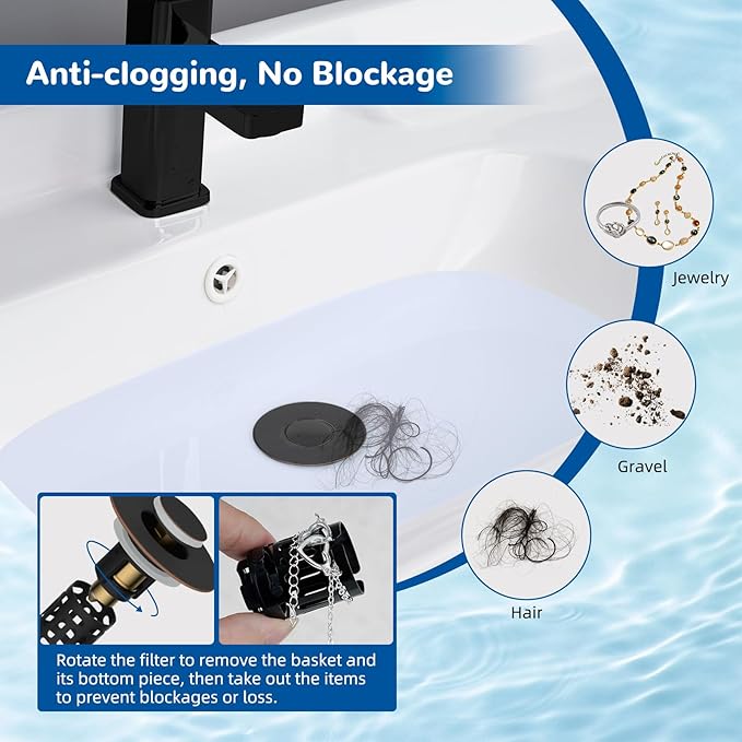 Hibbent 3 Pack Upgraded 3 in 1 Bathroom Sink Drain Strainer, Universal Pop Up - Image 2