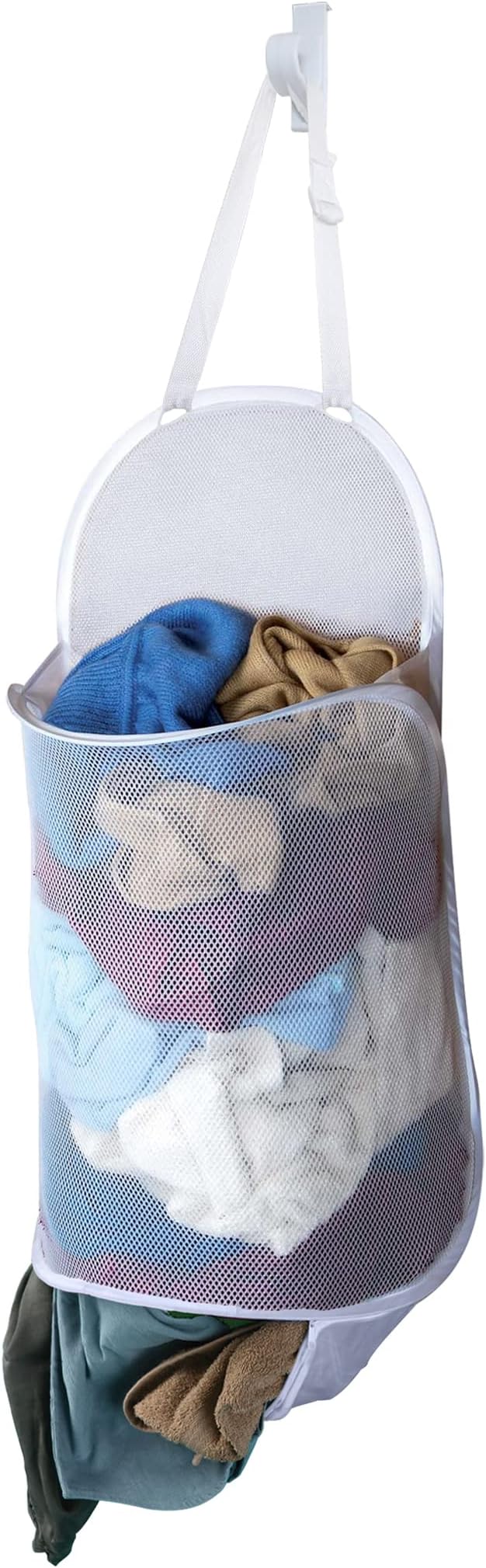 Smart Design Deluxe Mesh Over The Door Pop Up Hamper w/ Hook & Adjustable Strap by PROMART