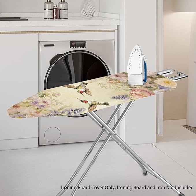Purple Bird Flowers Ironing Board Cover Stretchy Extra Wide Table Top Ironing - Image 2