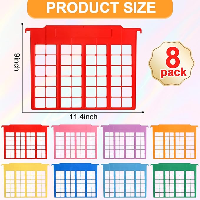 party greeting 8 Pack File and Folder Dividers 9x11.4 Inches Plastic Hanging - Image 2