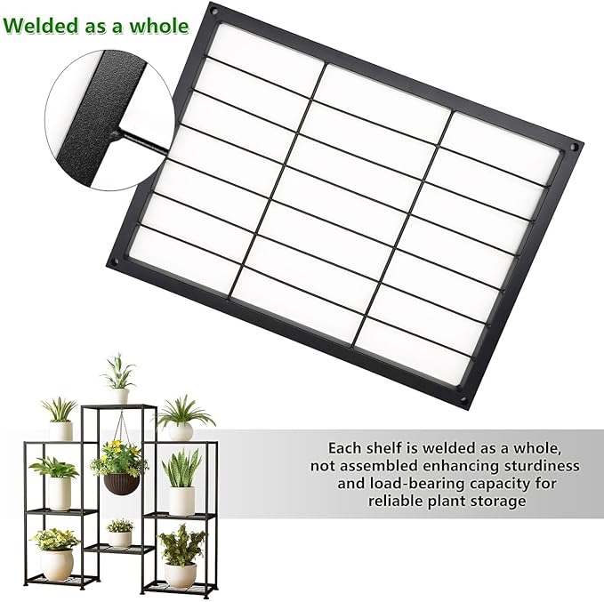 Metal Plant Stand Indoor Metal Plant Stands Outdoor Tiered Plant Shelf for Multiple Plants, 4 Tiers 8 Potted Plant Rack Holder Garden Shelves Flower Stand for Living Room Patio Corner (8 Tiers-B) - Image 2